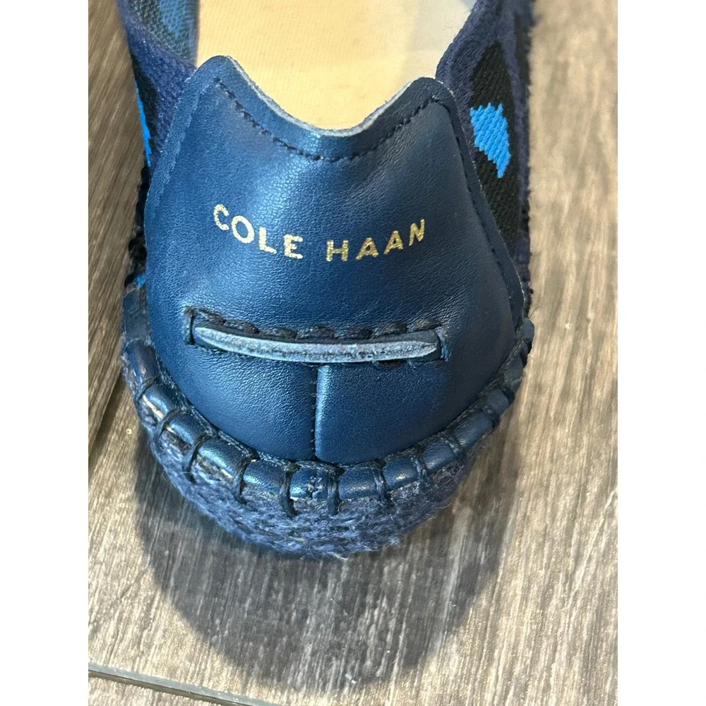 Cole Haan Women Navy Blue Leopard Print Espadrille‎ Flats Shoes Size 5B